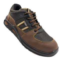 Allen Cooper ACL-3686 Leather & Fabric Metal Toe Brown Low Ankle Safety Shoes, Size 09 UK/India