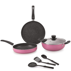 Nirlon Food Grade Non- Stick Non Induction Gas Compatible Orchid Granite Gift Set