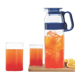 Borosil Aqua Set with 1.3L Jug, Large, 1.3L jug + 6 glasses
