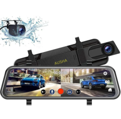 AUSHA Full HD Mirror Dual Dash Camera for Car (Front & Rear)