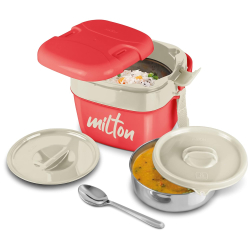 MILTON Cubic Tiffin Big | 1100ml Stainless Steel Lunch Box | PU Insulated | Leak Proof Container | BPA Free