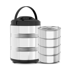 Mumma's LIFE Tiffin Box for Office | Stainless Steel Lunch Box Set with 5 Containers | Multipurpose Steel Lunch Box with Silver Finish