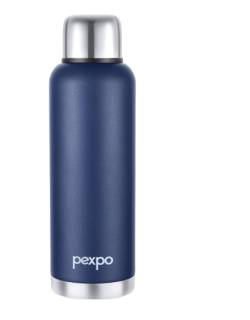 Pexpo Extreme Thermos 1000 ISI Certified Stainless Steel Vacuum Insulated Flask - 970ml | Double Wall Water Bottle with Jute Bag |Hot & Cold |2 Years Warranty |Home, Picnic and Travel - Denim Blue