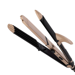 Vega 3 in 1 Hair Styler for Women, (India's No.1 Appliance Brand) | Straightener, Curler and Crimper, Quick Heat up, Suitable for All Types, Gold-Black (VHSCC-01)