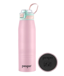 Pexpo Atlas 1000 ISI Certified Stainless Steel Vacuum Insulated Flask - 940ml | Double Wall | Flip Top Cap | Hot & Cold Water Bottle for Adults | Ideal for Home, Office, Gym, Outdoor - Baby Pink