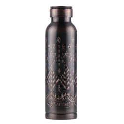 Copper Swasth Design Bottle – 99.9% Pure Copper (940 ML | Black Ethnic)