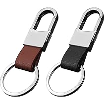 RECTANGLE METAL PU KEYCHAIN