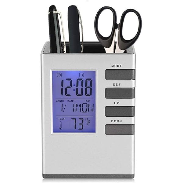 LCD ALARM CLOCK WITH PEN STAND