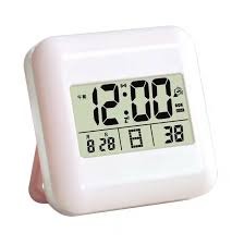 WHITE DIGITAL LCD DISPLAY ALARM CLOCK