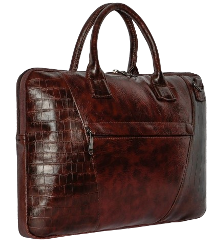 GENUINE LEATHER OFFICE BAG LAPTOP COMPATIBLE WITH PADDED & ADJUSTABLE STRAP