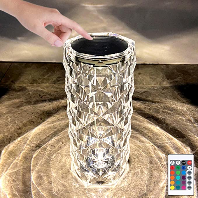 CRYSTAL TABLE LAMP ROMANTIC ROSE CRYSTAL DIAMOND TABLE